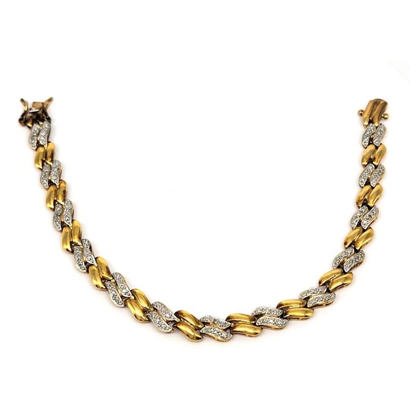 Gold Vermeil Over Sterling Silver Link Bracelet 7.5" Stamped 925 China Elegant - Picture 1 of 17